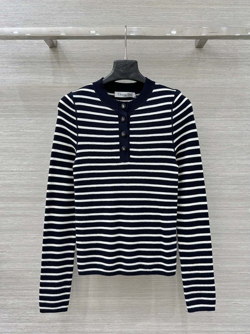 Dior Navy Stripe Knit Top: Soft, Breathable, and Versatile
