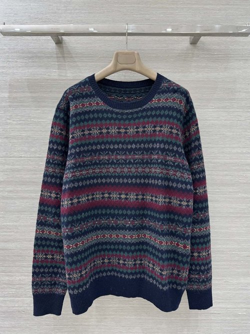 Polo Ralph Lauren Exclusive First Release: Fair Isle Embroidered Wool Round Neck Top