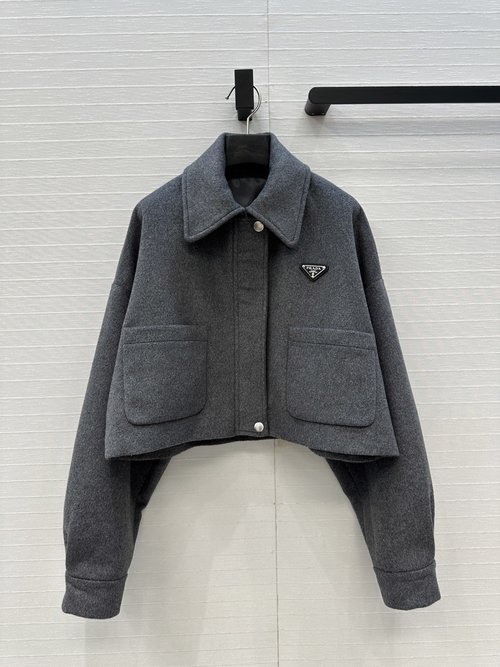 Prada Exclusive Original Woolen Cropped Work Jacket, Three-dimensional Tailoring and Versatile