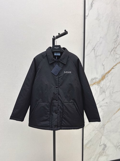Prada Customized Collared Shirt Jacket with Logo Print