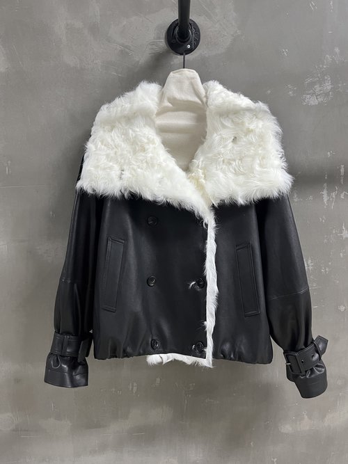 Dior Vintage Leather Padded Jacket with Turkish Lamb Wool Collar