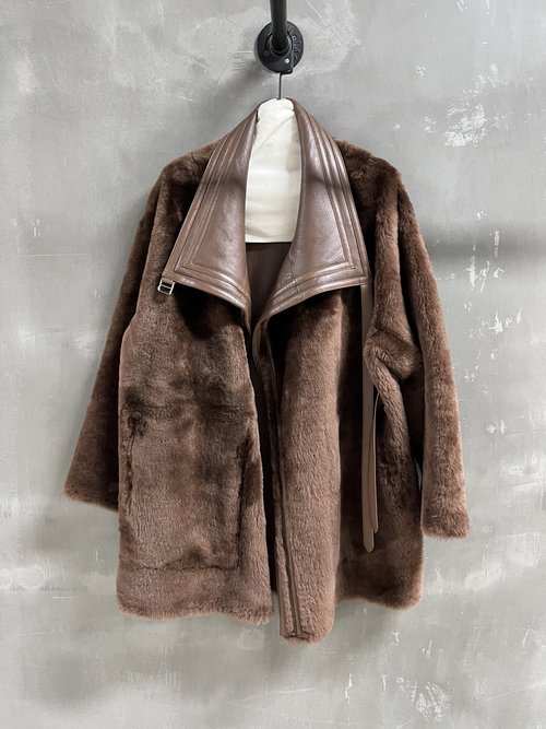 Hermes Loose and Slimming Fur - Trimmed Leather Jacket with Lagone Wool