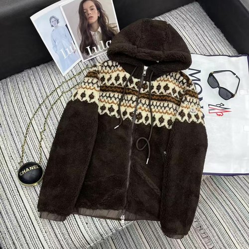 Moncler Recommended Lamb Wool Hooded Zippered Coat with Classic Armband