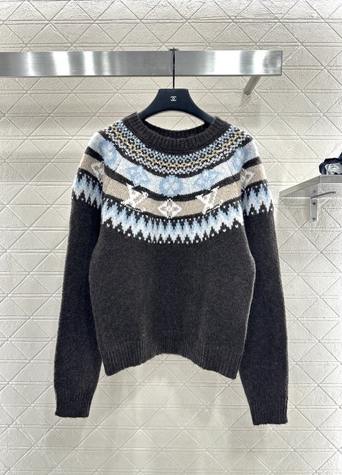 Louis Vuitton Ski Series Custom Knit Sweater with Fair Isle Embroidered Cuff