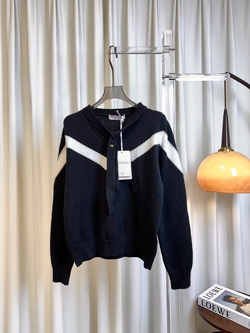 Valentino Strapped V-Neck Wool Top, Cute and Comfortable