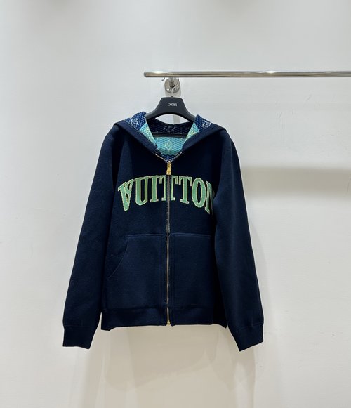 Louis Vuitton Unique Dual-Sided Knitted Zippered Hoodie for Autumn/Winter