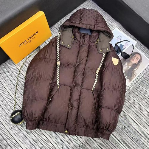 Louis Vuitton Oversize Logo Jacquard Hooded Cotton Jacket with a Luxurious Texture