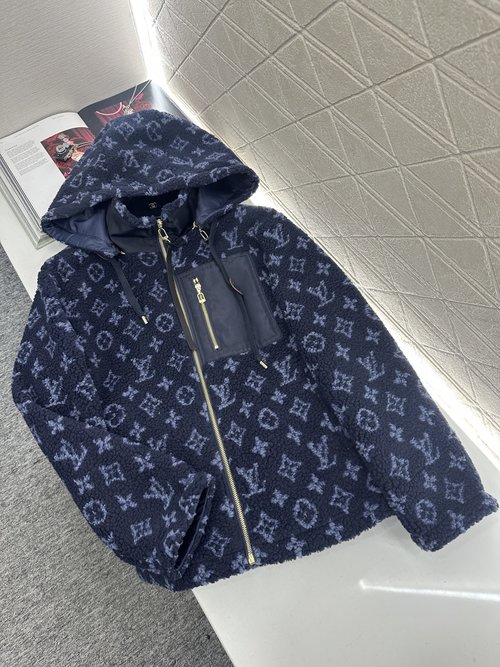 Louis Vuitton Custom Teddy Lamb Fur Hooded Jacket with Exquisite Details