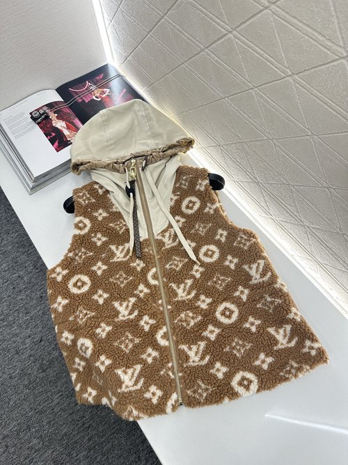 Louis Vuitton Custom Teddy Lamb Cashmere Hooded Vest with Elegant Details