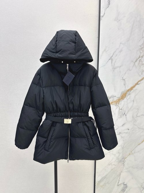 Prada Waist - Cinched Down Jacket with Custom Logo Belt