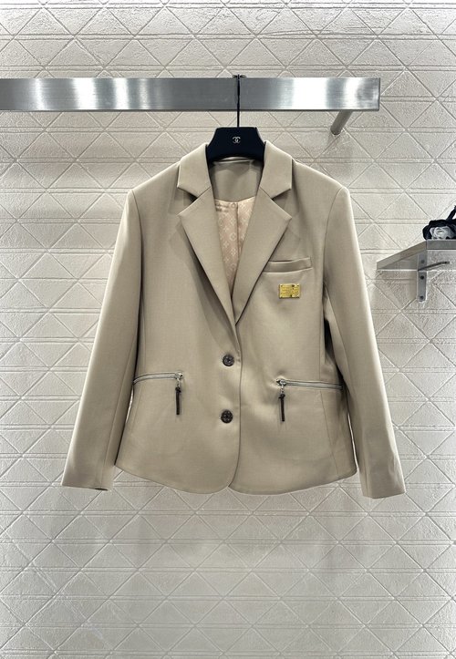 Louis Vuitton Custom Imported Material Single-breasted Zippered Blazer with Brand Details