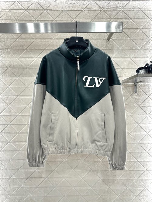 Louis Vuitton Custom Imported Leather Jacket with Two - tone and Logo