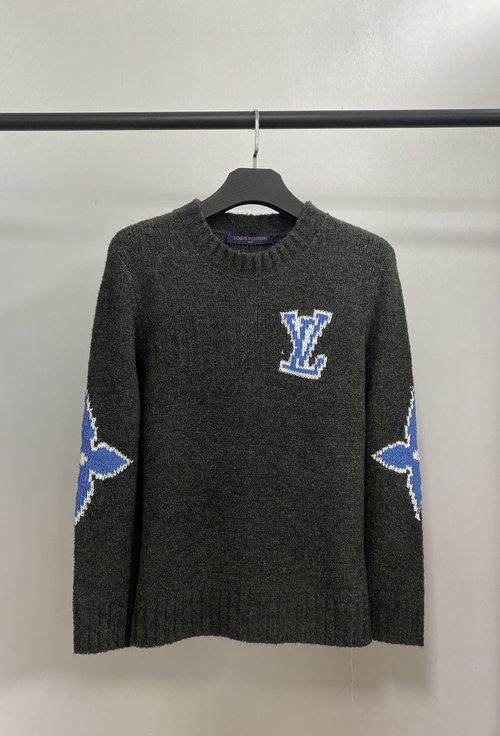 Louis Vuitton New Solid-color Letter Jacquard Round-neck Knit Long Sleeve