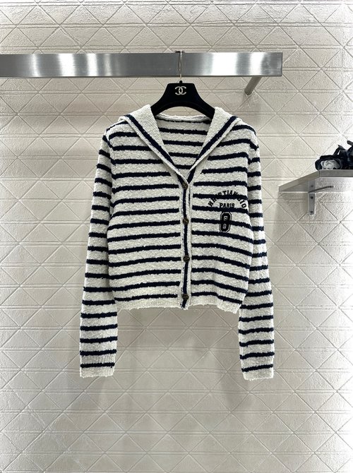 Dior Customized Cotton Knit Striped Cardigan with Bee Logo
