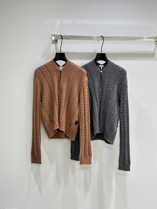 Loewe Single Button Sweater with 3D Braided Knit for Versatile Style