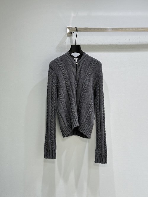 Loewe Single Button Sweater with 3D Braided Knit for Versatile Style