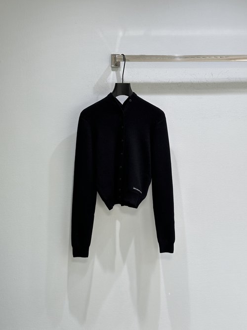 Alexander Wang Wool Blend Long Sleeve Open Front Cardigan with Classic Trim