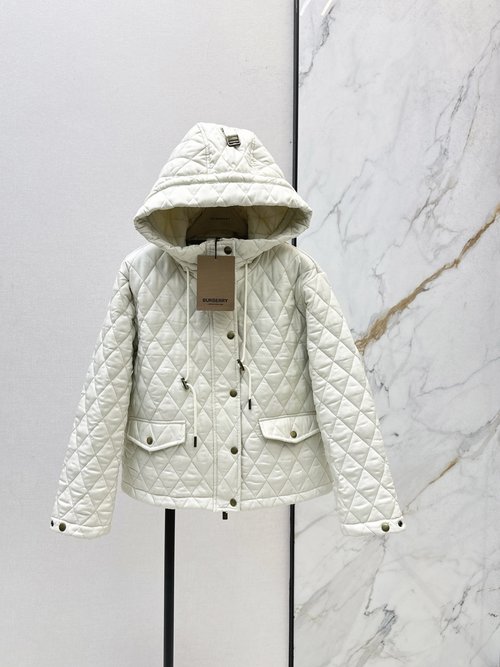 Burberry Quilted Grid Short Loose-Fit Hooded Cotton-Padded Jacket