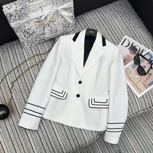 Dior Black-and-White Collision Suit Jacket with Waistband