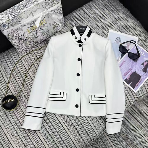 Dior Black-and-White Collision Suit Jacket with Embroidery