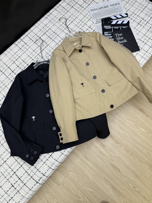 Dior Classic Bee Embroidery Logo Collar Jacket, Charming