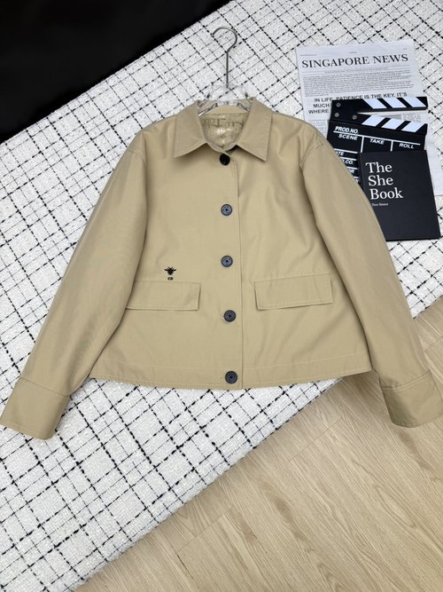 Dior Classic Bee Embroidery Logo Collar Jacket, Charming
