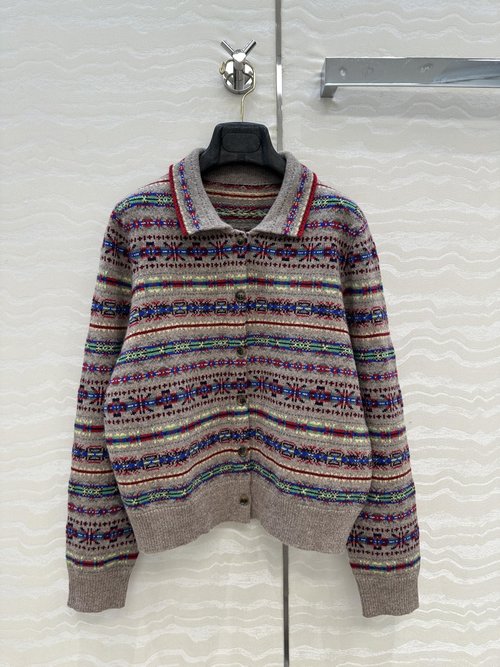 Polo Ralph Lauren Nordic Style Slimming Fair Isle Embroidery Wool Jacket