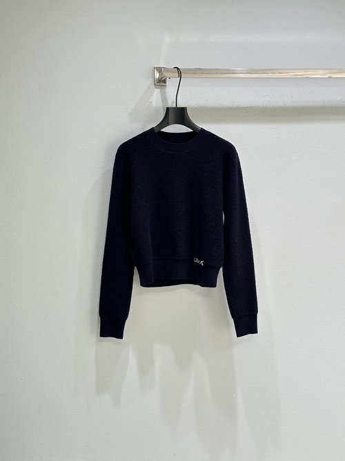 Loewe Knitted Wool Sweater with Contrast Stitching and Slim Fit