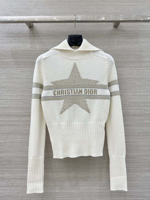 Dior Exclusive Ski Series Golden Star Sailor Collar Cashmere Sweater