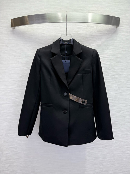 Louis Vuitton New Suit Jacket with Waist Monogram Leather and Cuff Zippers
