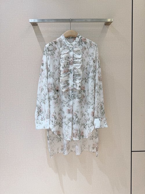 Dior Ruffled Collar Shirt with Asymmetric Vintage Hem