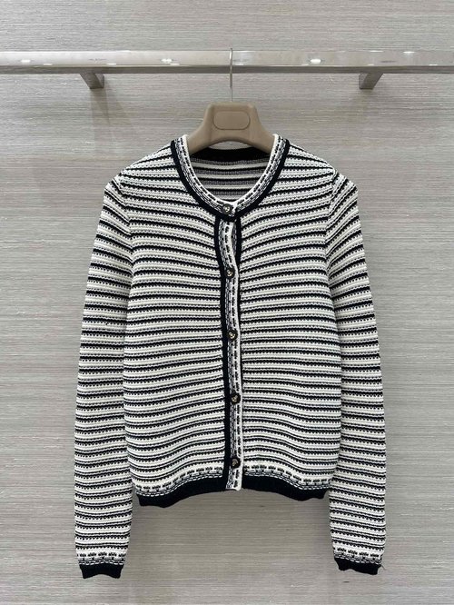 Dior Exclusive Nautical Crochet Striped Sling Knit Cardigan