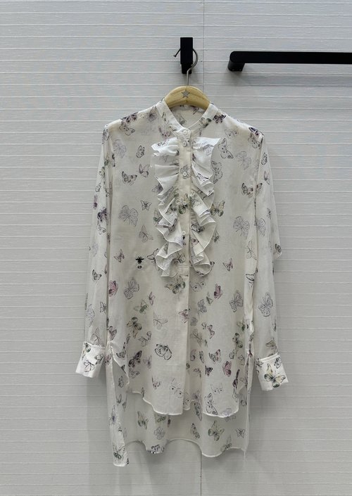 Dior Butterfly Print Shirt with Exquisite Details and Loose Fit