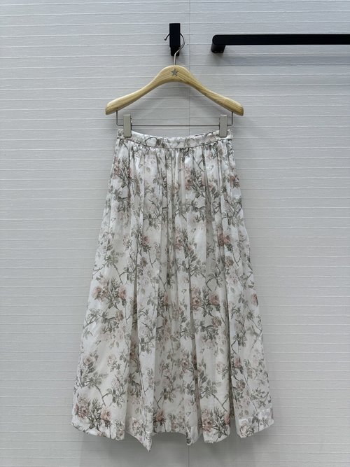 Dior Spring Floral Print Long Skirt, Custom Silk-cotton, Elegant