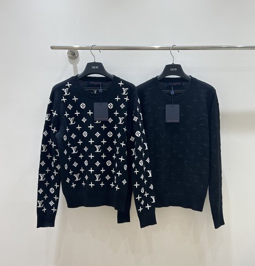 Louis Vuitton 3D Embossed Monogram Knit Pullover for a Relaxed Look