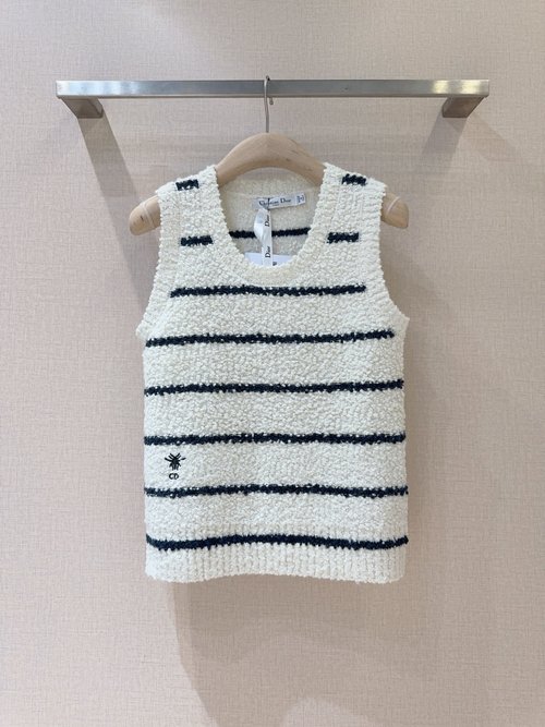 Dior Black and White Knit Cardigan with Lace Collar