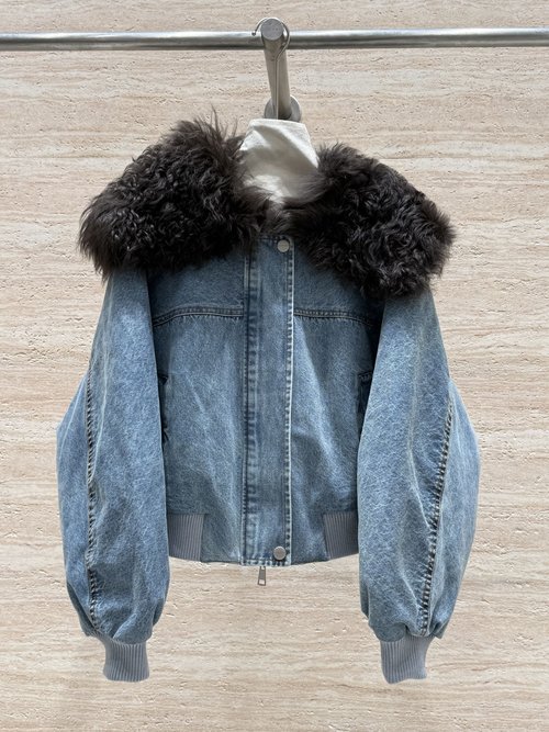 Prada Fur-lined Parka with Large Lapel and High-quality White Goose Down