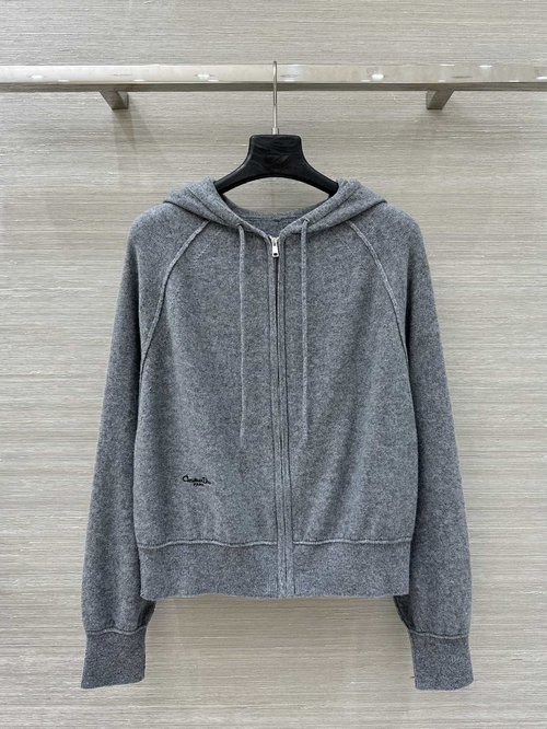 Dior Limited Series Cashmere Hooded Coat with Flower Embroidery