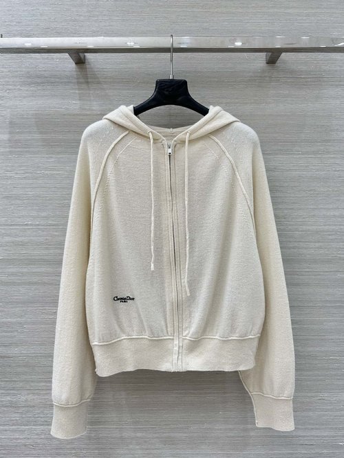 Dior Limited Series Cashmere Hooded Coat with Flower Embroidery