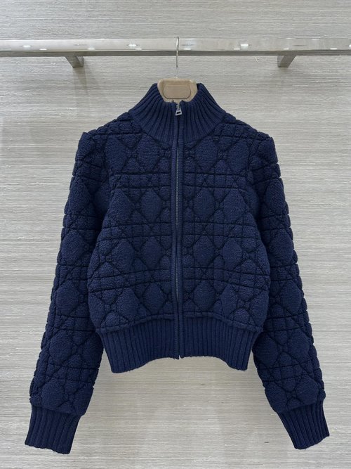 Dior Exclusive Teddy Cashmere Baseball Jacket with Woven Pattern