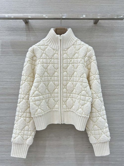 Dior Exclusive Teddy Cashmere Baseball Jacket with Woven Pattern