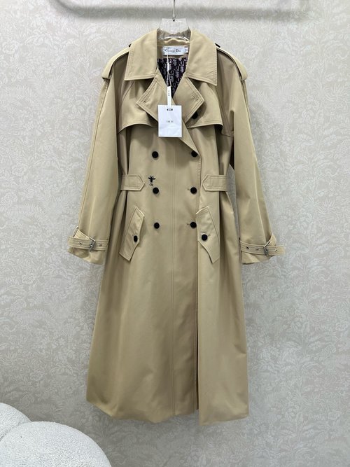 Dior Double-breasted Belted Trench Coat with Customized Logo Lining
