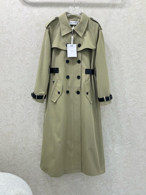 Dior Double-breasted Belted Trench Coat with Leather Decoration in New Colors