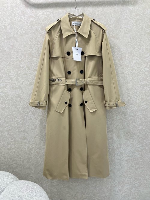 Dior Classic Double-breasted Trench Coat with Hidden Waist Belt and Custom Hardware