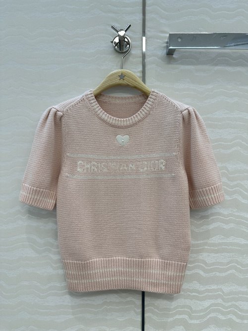 Dior Embroidered Wool Short-Sleeve Sweater