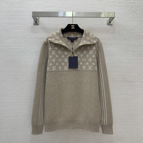 Louis Vuitton Wool Knit Sweater with Old Bronze Logo Zipper
