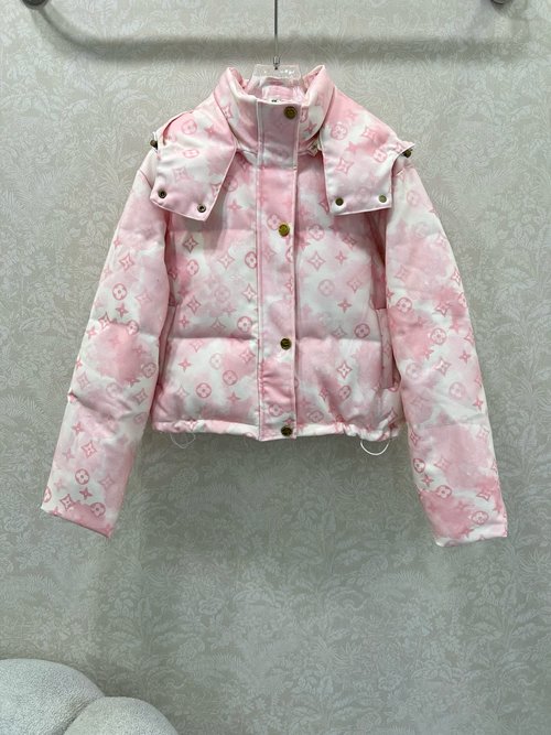 Louis Vuitton Removable Hooded Down Jacket with Monogram Pattern