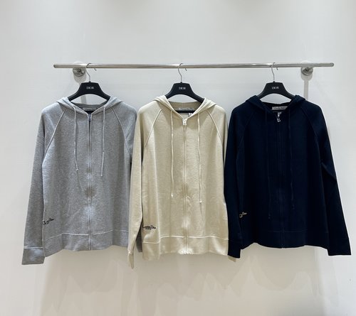 Dior Hooded Knitted Cardigan with Butterfly Embroidery and Zipper