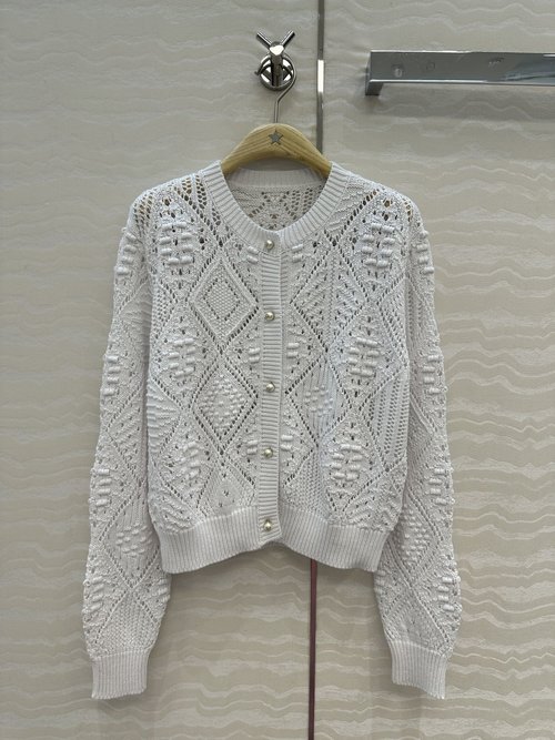 Dior Elegant Open-front Cardigan with Pearl Buttons