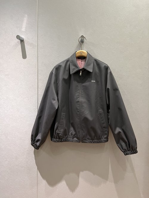 Prada Oversized Jacket with Embroidered Logo and Drawstring Hem